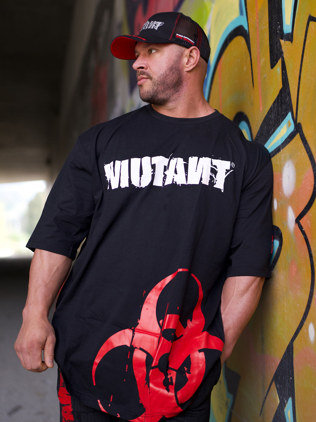 MUTANT® BORN HARDCORE Biohazard Oversized Gym T-Shirt (Black)