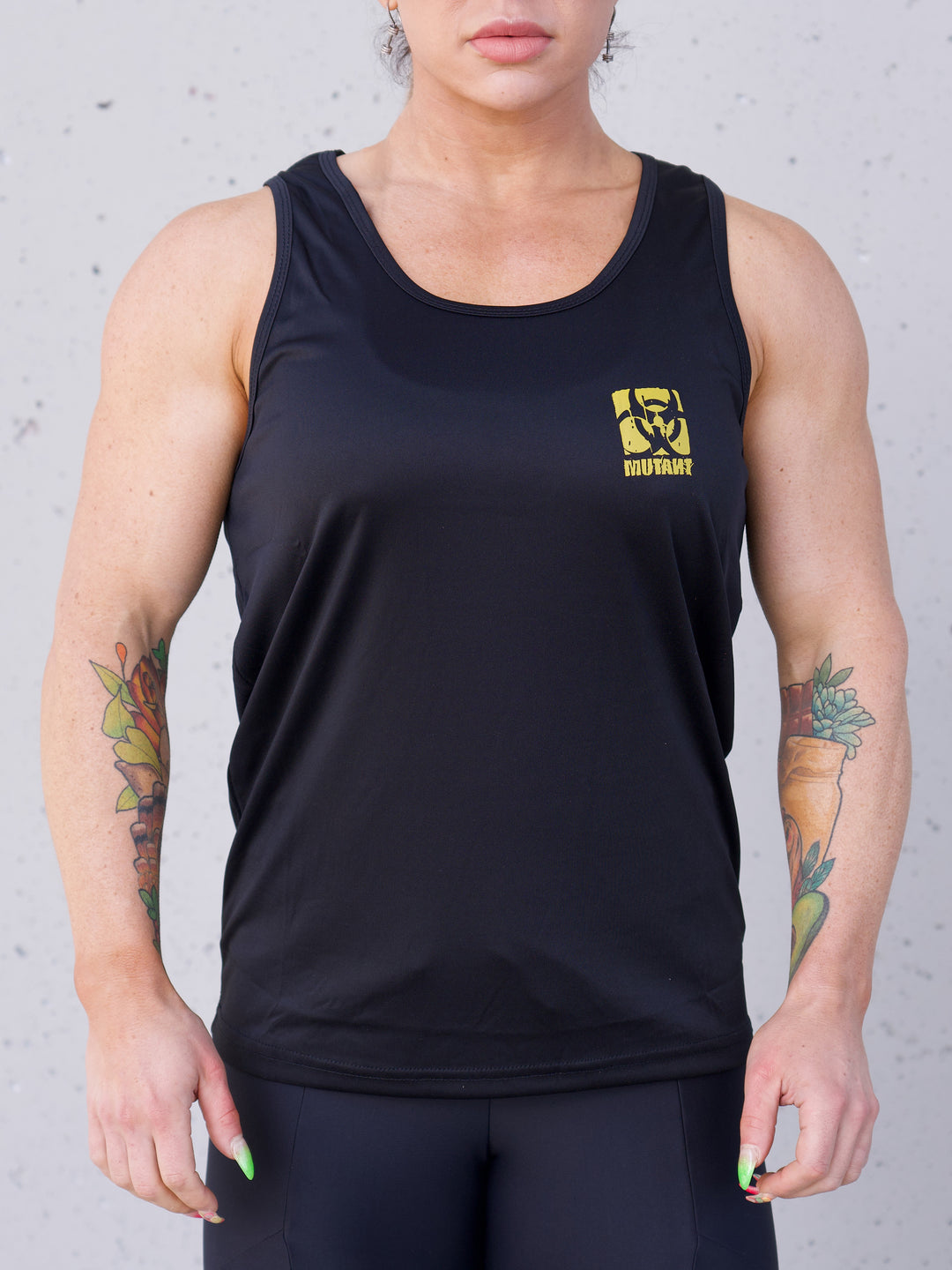 MUTANT® BORN HARDCORE Graffiti Tank Top Gym Shirt (Black & Yellow)