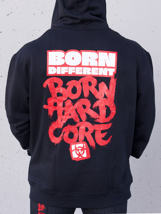 MUTANT® BORN HARDCORE Graffiti Zip-Up Gym Hoodie (Black)