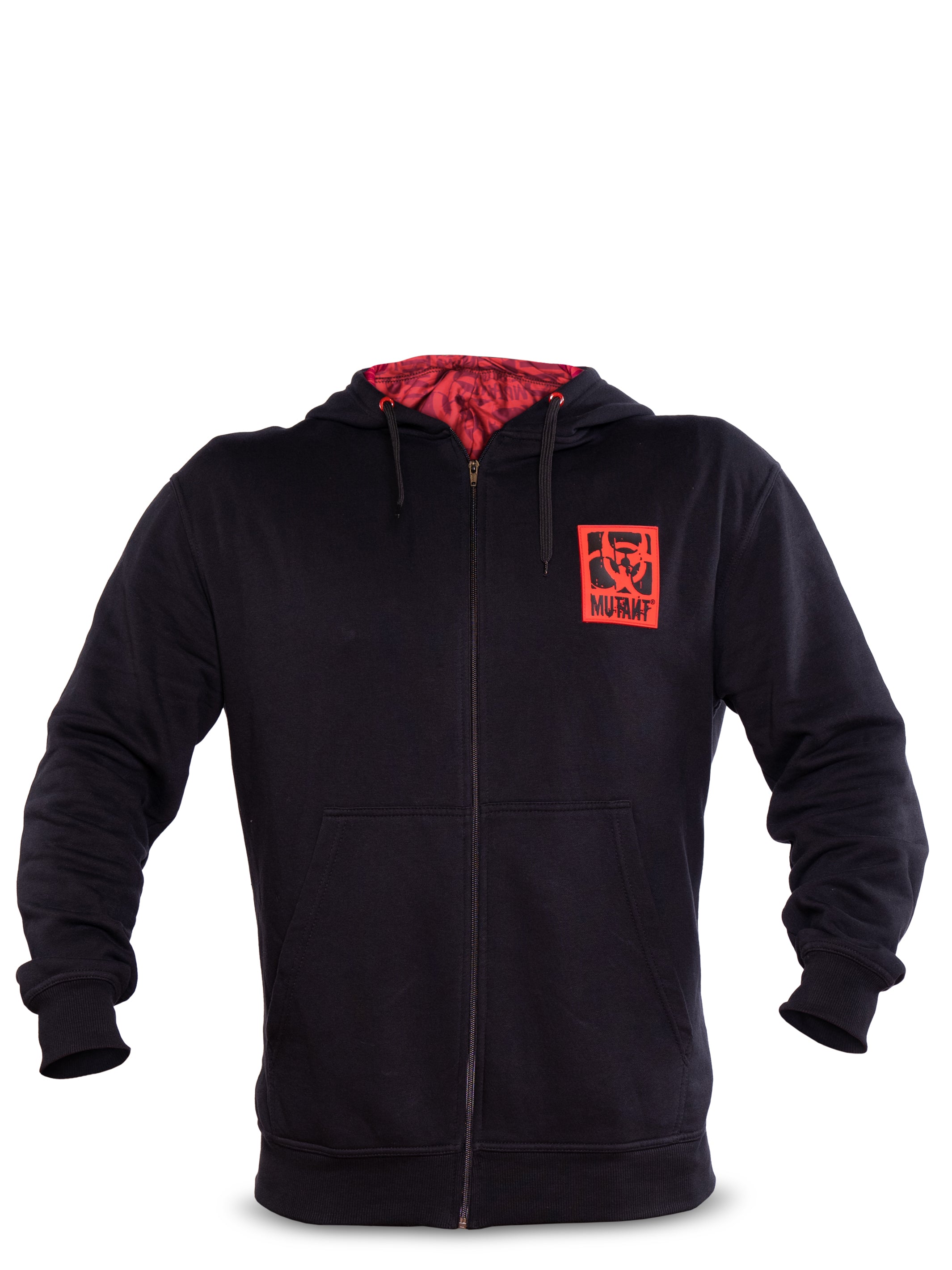 Patched Zip Up Gym Hoodie Black MUTANT